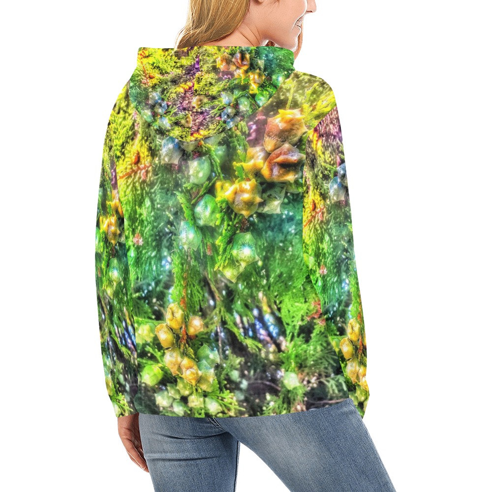 Dreamy Juniper All Over Print Hoodie for Women (USA Size) (Model H13)