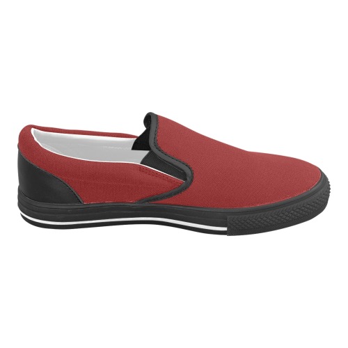 color maroon Men's Slip-on Canvas Shoes (Model 019)