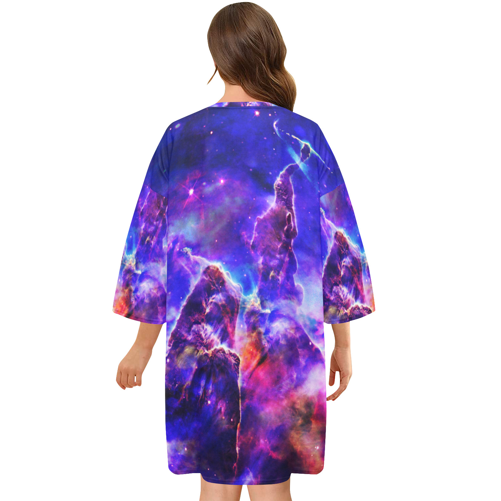 Mystical fantasy deep galaxy space - Interstellar cosmic dust Women's Oversized Sleep Tee (Model T74)