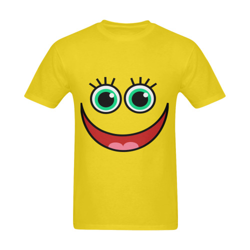 Don’t Worry Be Happy Cartoon Face Sunny Men's T- shirt (Model T06)