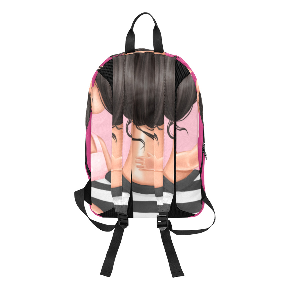 Mom of 2 pink magenta BW Large Capacity Travel Backpack (Model 1691)