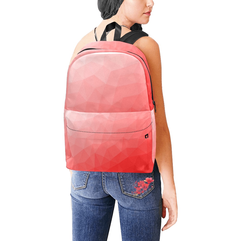 Red gradient geometric mesh pattern Unisex Classic Backpack (Model 1673)