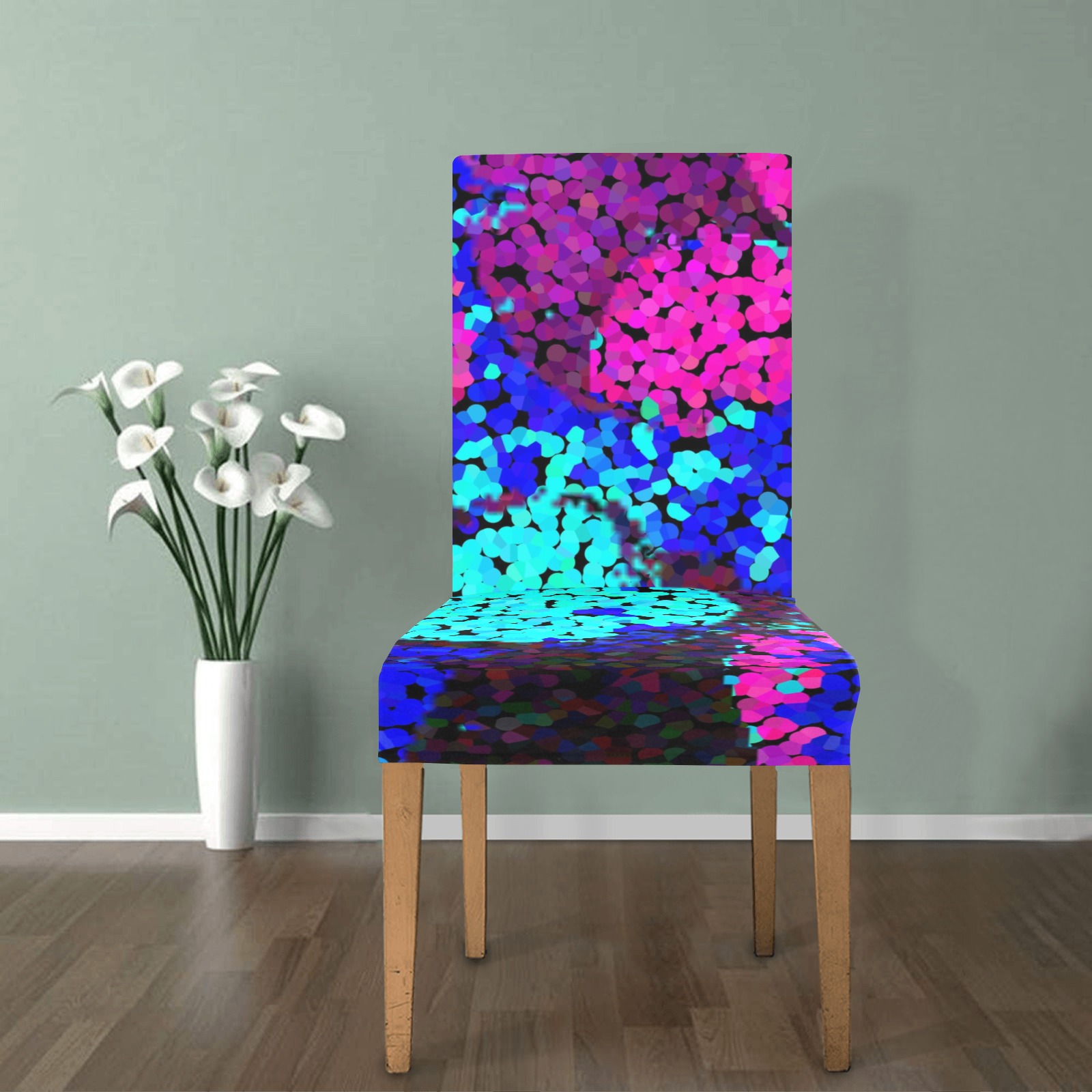 Pixelated Glitch (Pink) Removable Dining Chair Cover