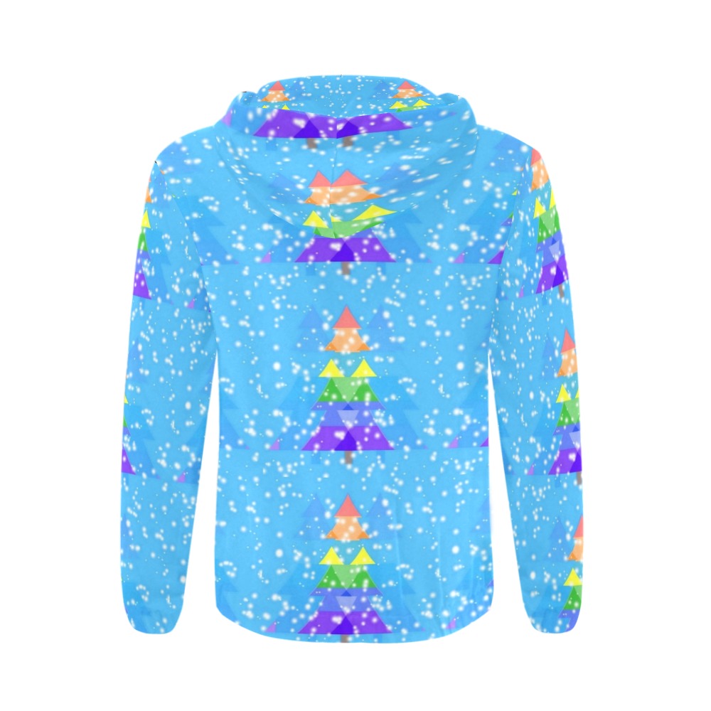 Rainbow Christmas by Nico Bielow All Over Print Full Zip Hoodie for Men (Model H14)