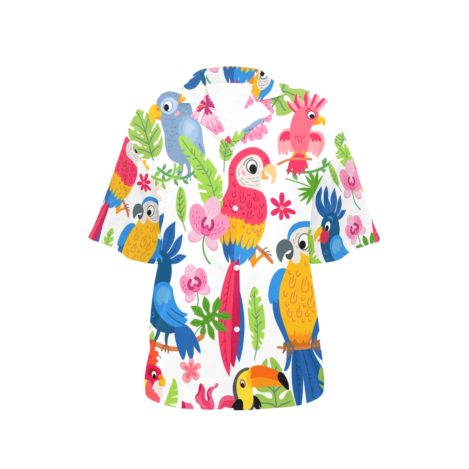 Colorful Tropical Birds All Over Print Hawaiian Shirt for Women (Model T58)