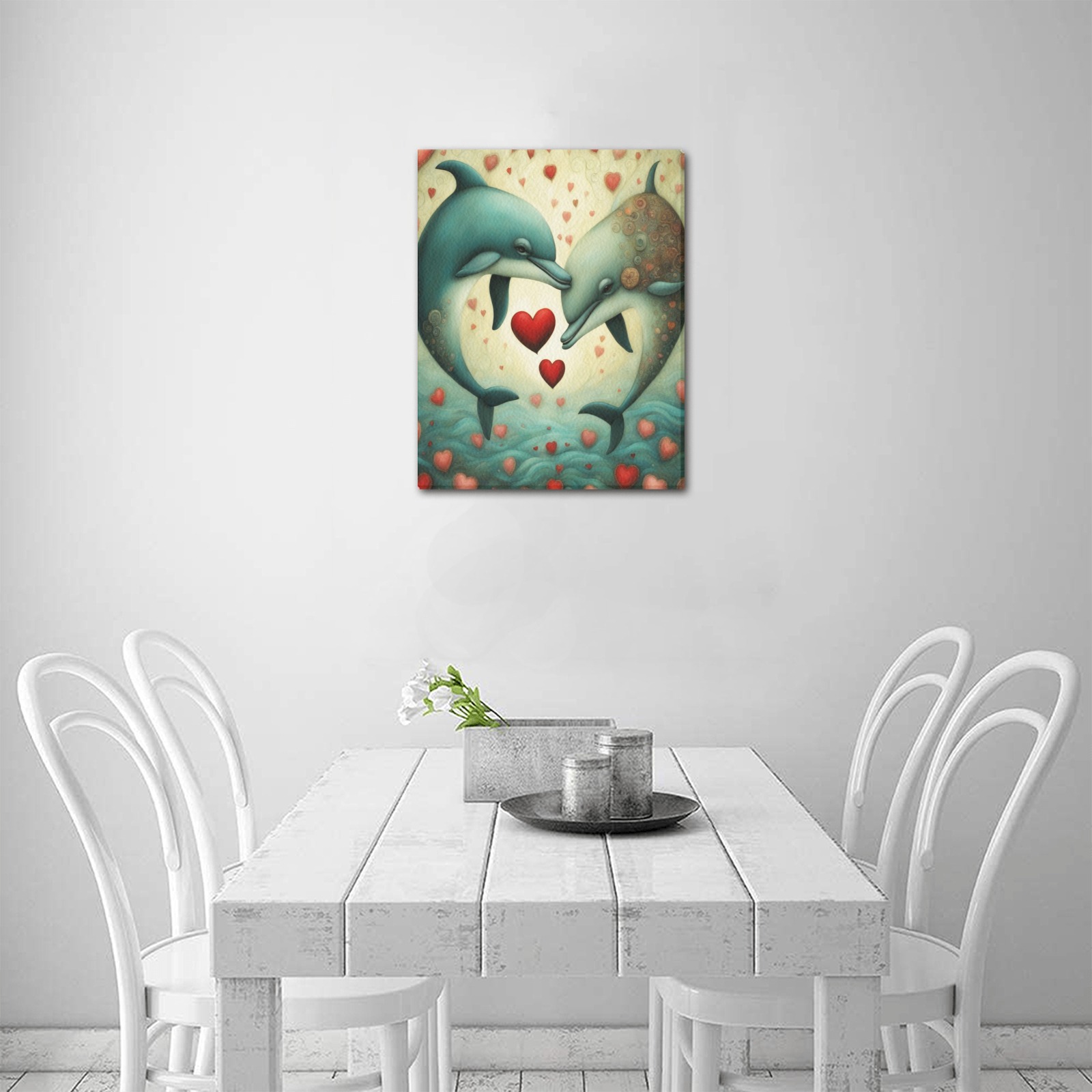 Dolphin Love 2 Upgraded Canvas Print 11"x14"
