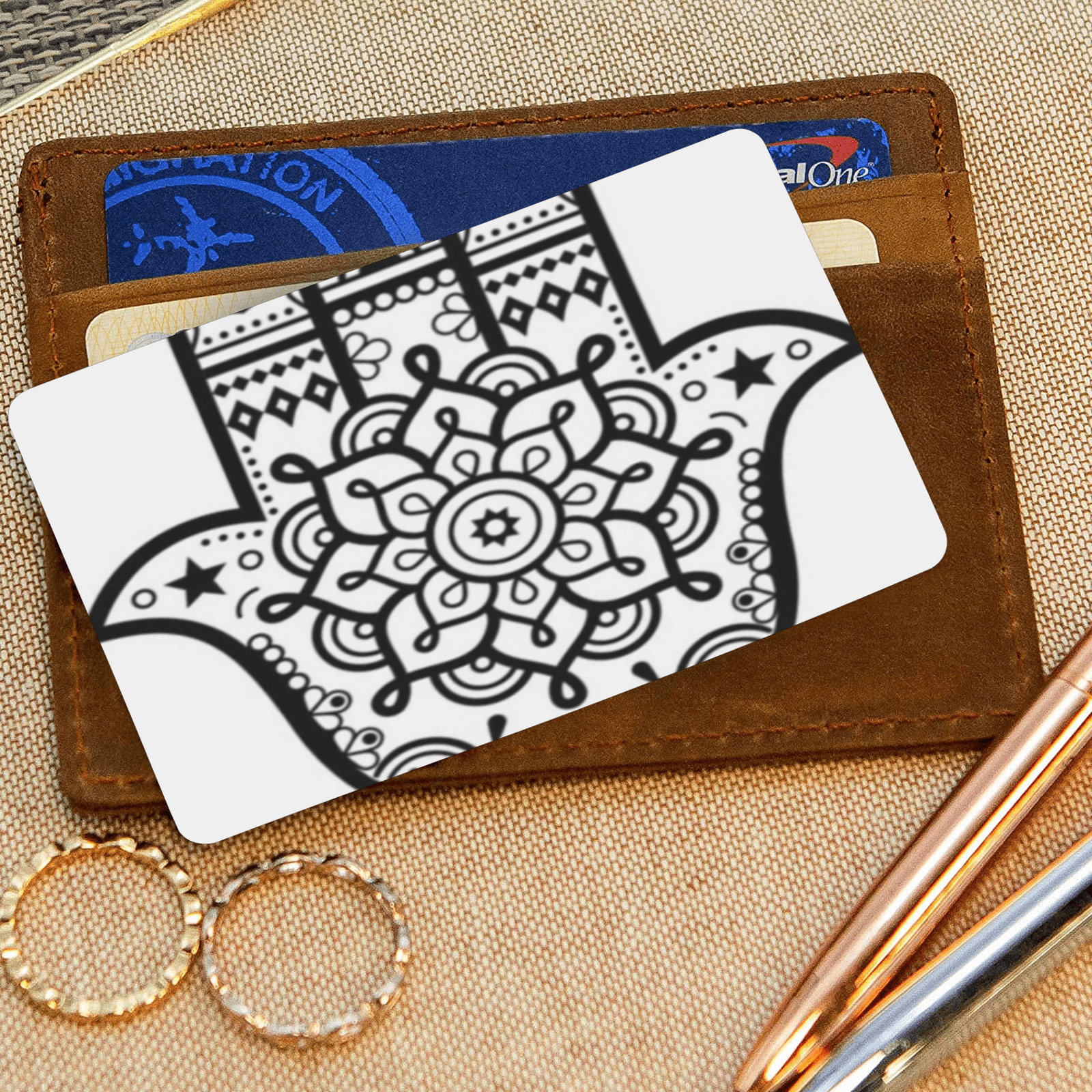 hamsa-hand-with-mandala-design-mehndi-vector-36908128 Wallet Insert Card (Two Sides)