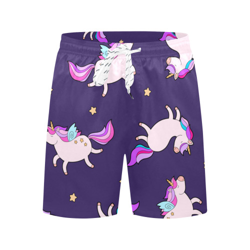 Cute Fat Unicorn Men's Mid-Length Beach Shorts (Model L51)