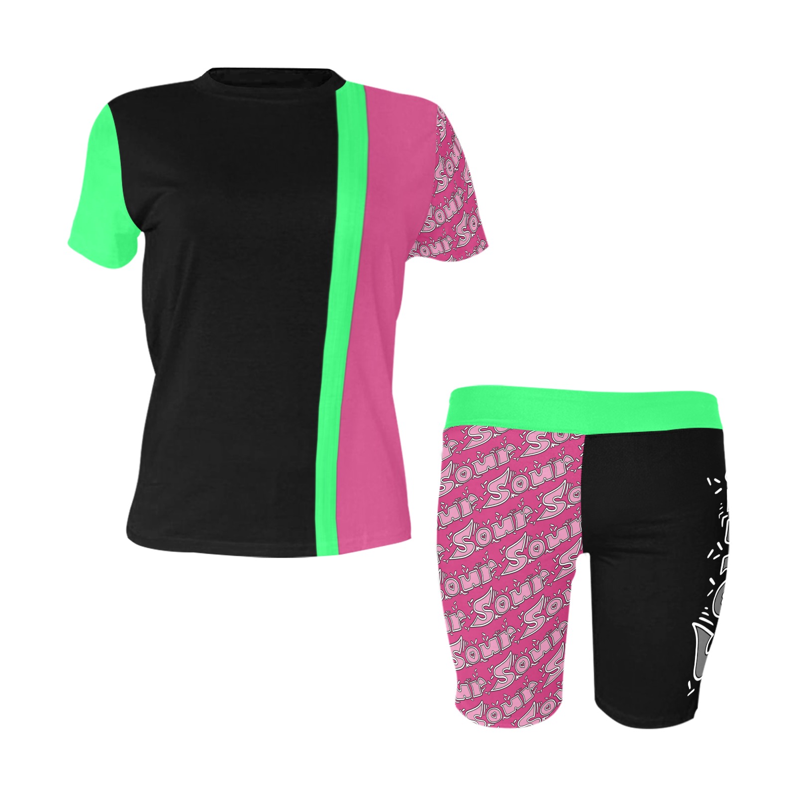 SourPunk Athletic Pink Women's Short Yoga Set