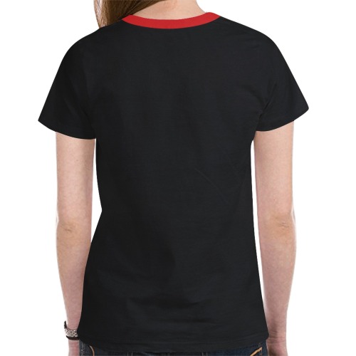Bandana Heart on Black New All Over Print T-shirt for Women (Model T45)