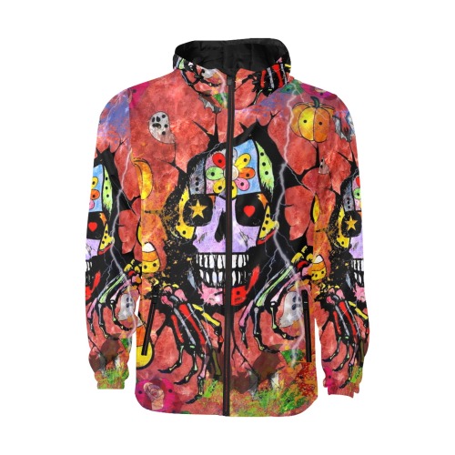 Skull of Halloween by Nico Bielow All Over Print Quilted Windbreaker for Men (Model H35)