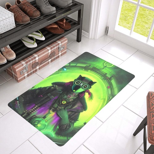 Cybergoth Cat Man Doormat 30"x18" (Black Base)