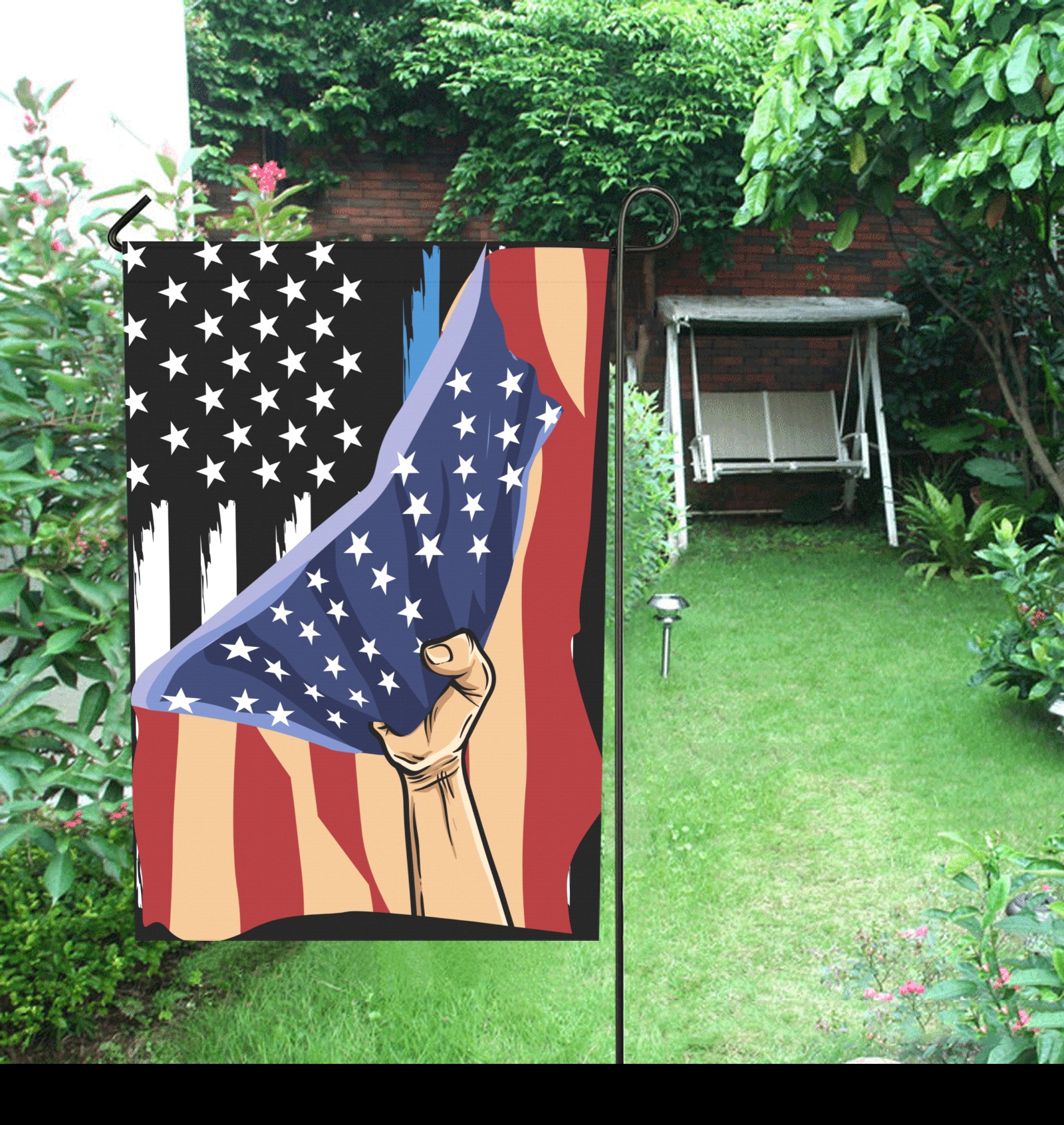 America Stands Behind The Blue Line Garden Flag 28''x40'' （Without Flagpole）