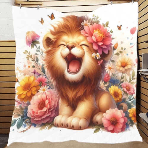 Watercolor Lion 2 Quilt 70"x80"