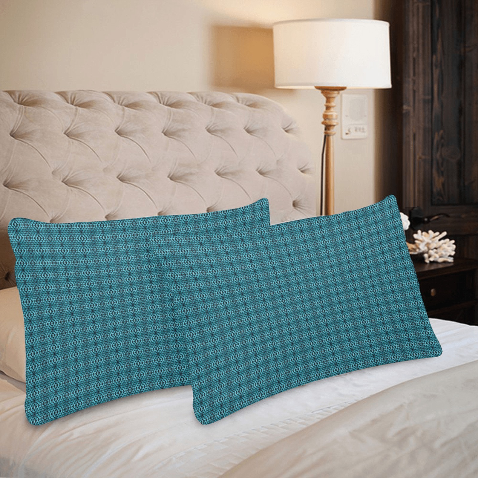green repeating pattern Custom Pillow Case 20"x 30" (One Side) (Set of 2)