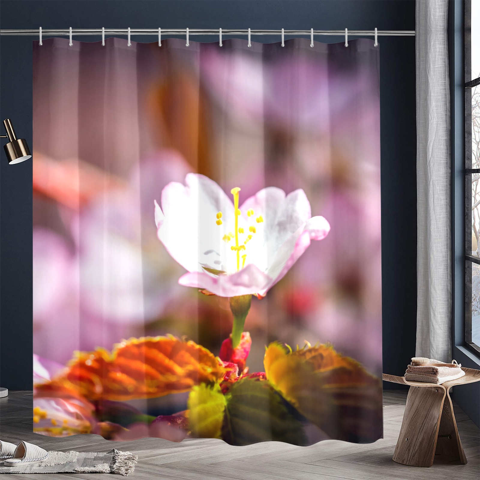 Sakura cherry flower enjoys sunshine in spring. Shower Curtain 72"x84"