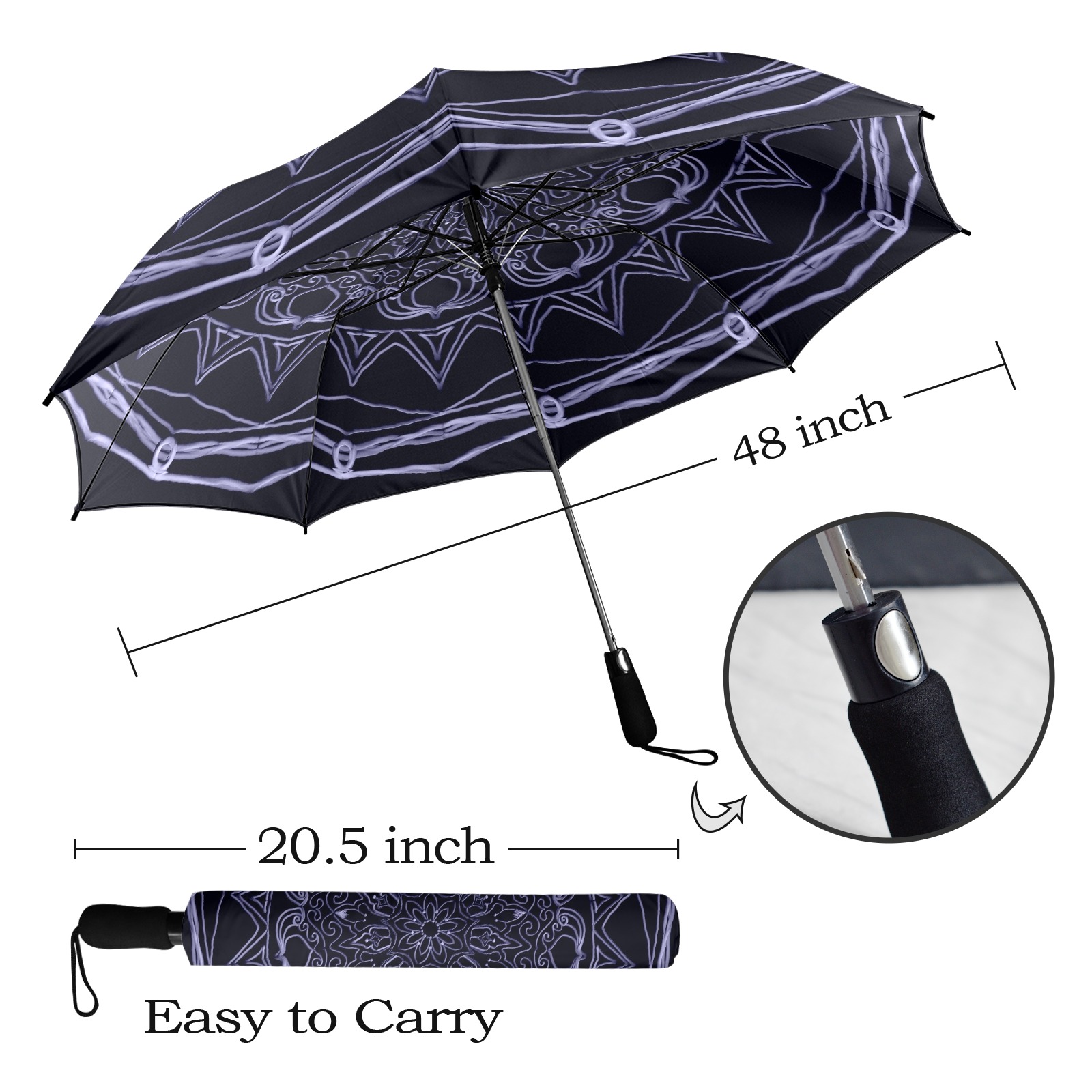 mandala 3D-12 mauve Semi-Automatic Foldable Umbrella (Model U12)