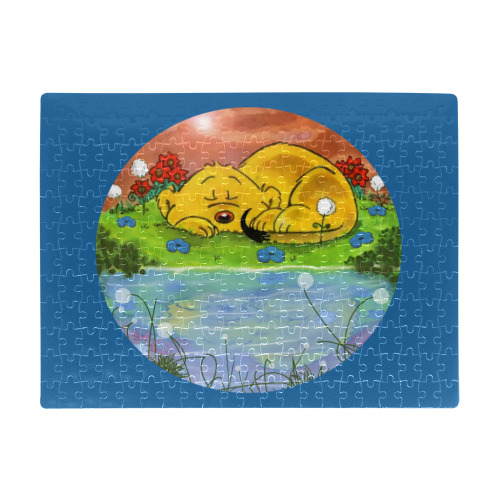 Ferald Napping By The Sunflowers A3 Size Jigsaw Puzzle (Set of 252 Pieces)