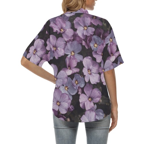 Purple Flowers All Over Print Hawaiian Shirt for Women (Model T58)