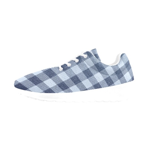 Pastel Blue Plaid Men's Athletic Shoes (Model 0200)