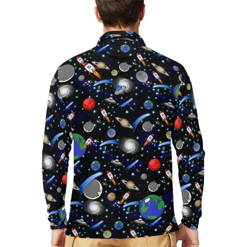 Galaxy Universe Men's Long Sleeve Polo Shirt (Model T73)