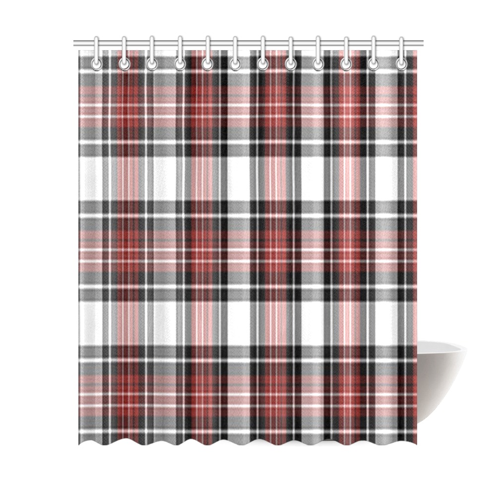 Red Black Plaid Shower Curtain 72"x84"