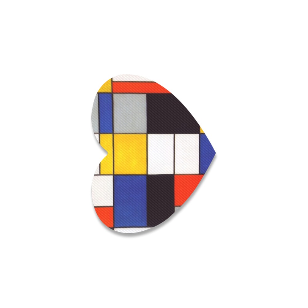 Composition A by Piet Mondrian Heart Coaster
