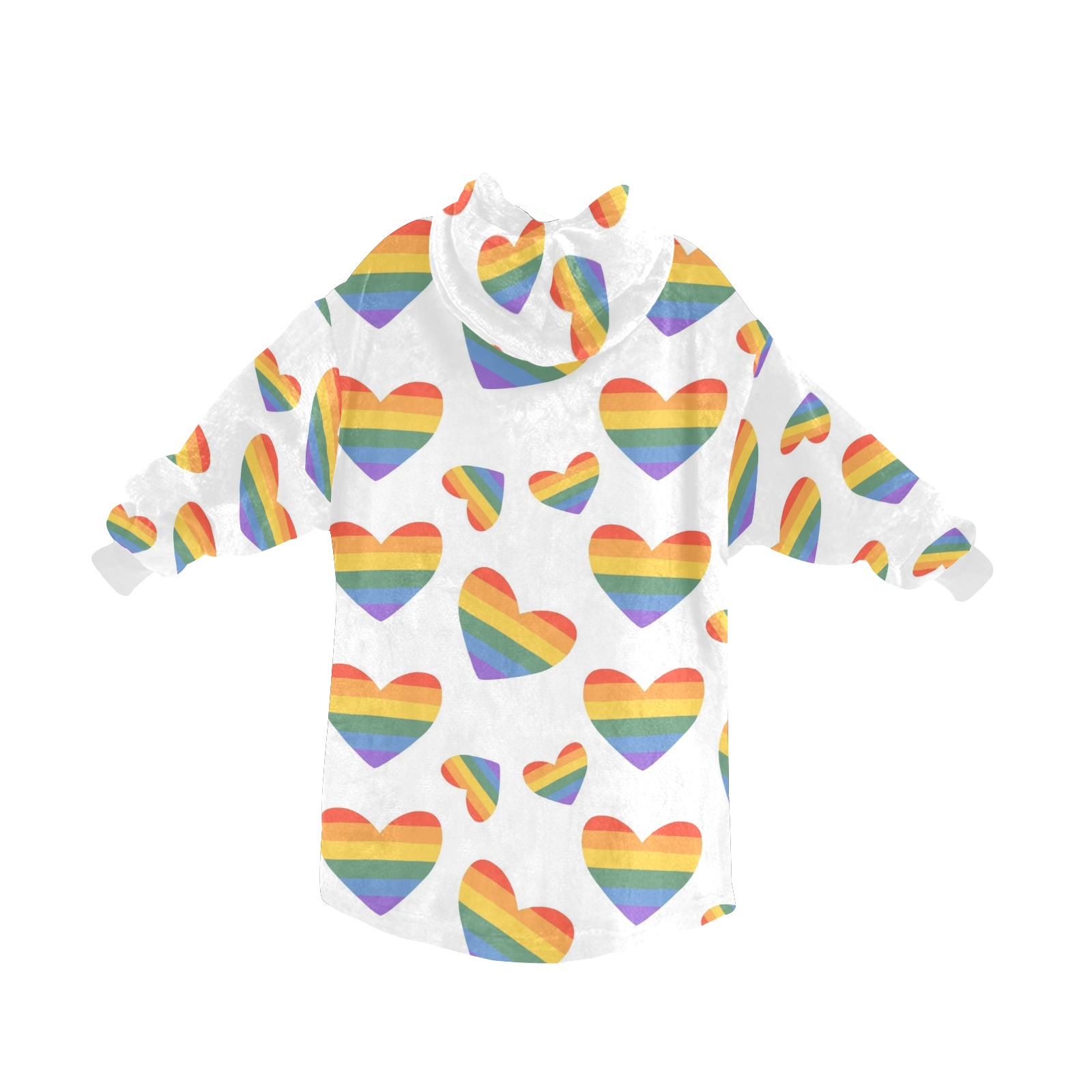 Gay Pride Rainbow Hearts Blanket Hoodie for Women