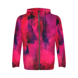 Red and Black Zip up Hoodie All Over Print Full Zip Hoodie for Men (Model H14)