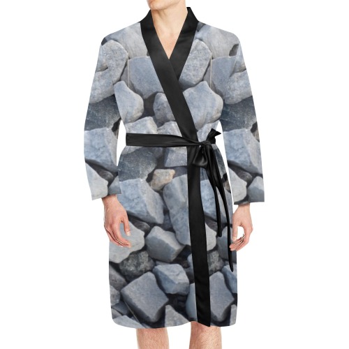 Gravel Men's Long Sleeve Belted Night Robe (Model H56)