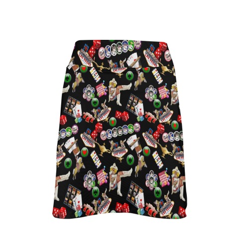 Las Vegas Gamblers Delight - Black Women's Golf Skirt with Pockets (Model D64)