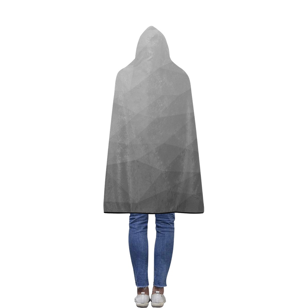 Grey Gradient Geometric Mesh Pattern Flannel Hooded Blanket 40''x50''