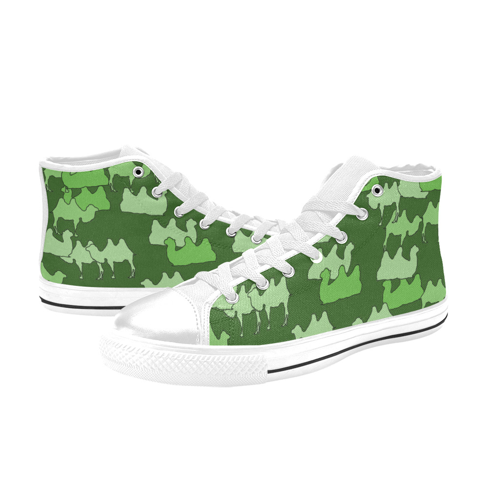 camelflage green camo Men’s Classic High Top Canvas Shoes (Model 017)