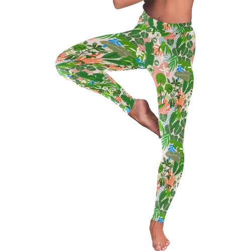 Simple drawing of abstract jungle C Women's Low Rise Leggings (Invisible Stitch) (Model L05)