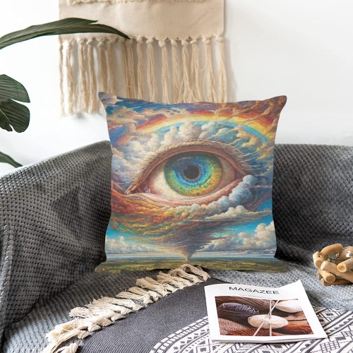 Eye Of The Storm Linen Zippered Pillowcase 18"x18"(Two Sides)