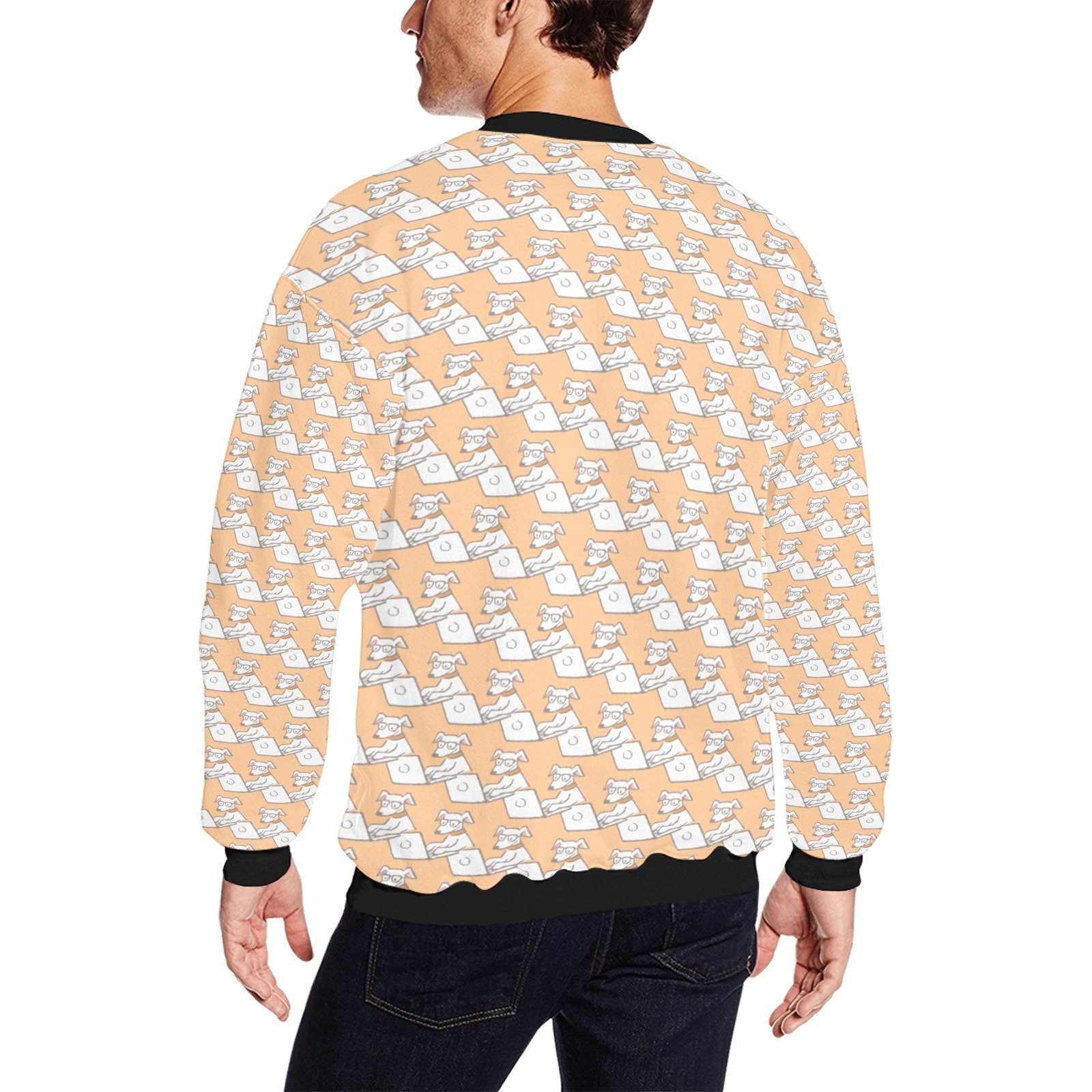pattern (35) Men's Oversized Fleece Crew Sweatshirt (Model H18)