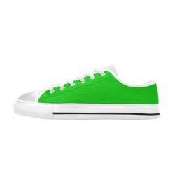 Merry Christmas Green Solid Color Low Top Canvas Shoes for Kid (Model 018)