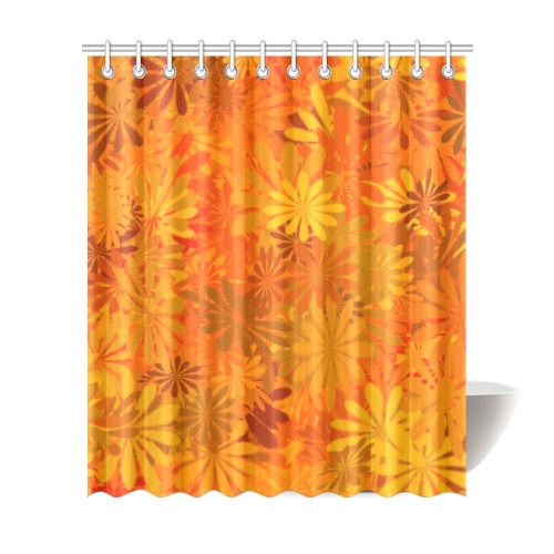 Orange Daisies Shower Curtain 72"x84"