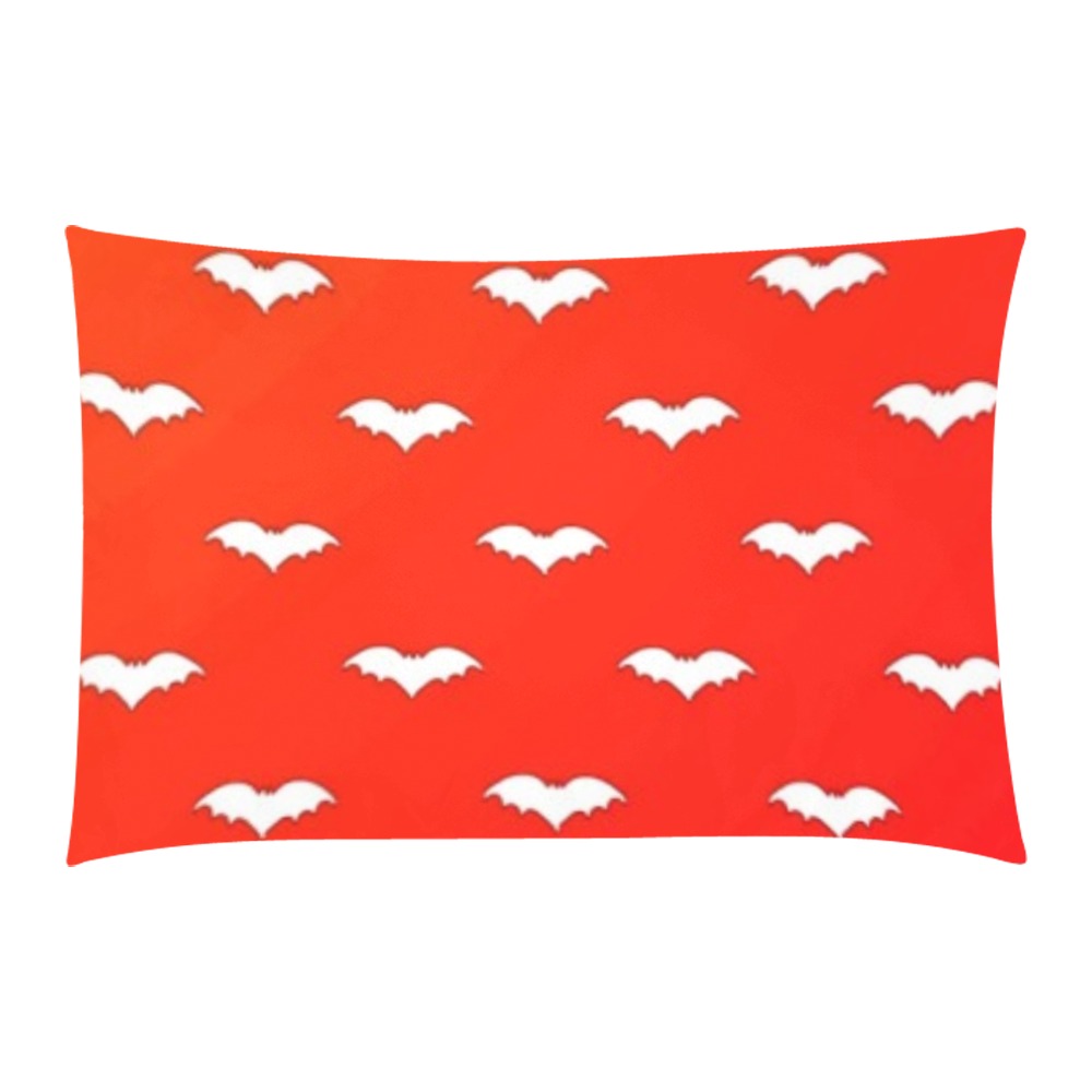 White Tiny Bats Red 3-Piece Bedding Set