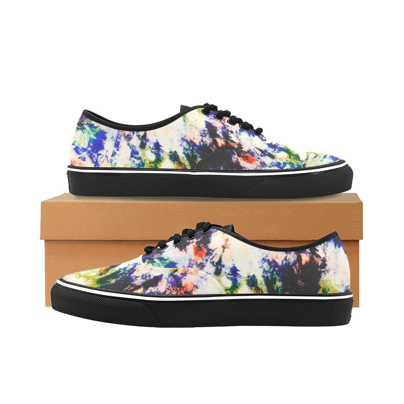 Modern watercolor colorful marbling Classic Men's Canvas Low Top Shoes (Model E001-4)