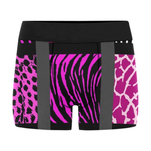 Pink Mixed Animal Print Men's Boxer Briefs w/ Custom Waistband (Merged Design) (Model L10)