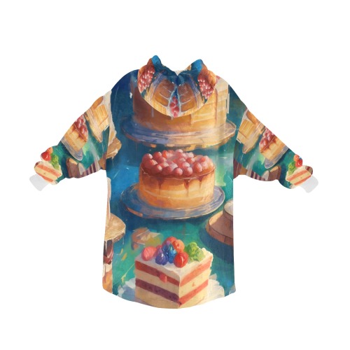 Colorful cakes decorated with berries. Funny art. Blanket Hoodie for Kids