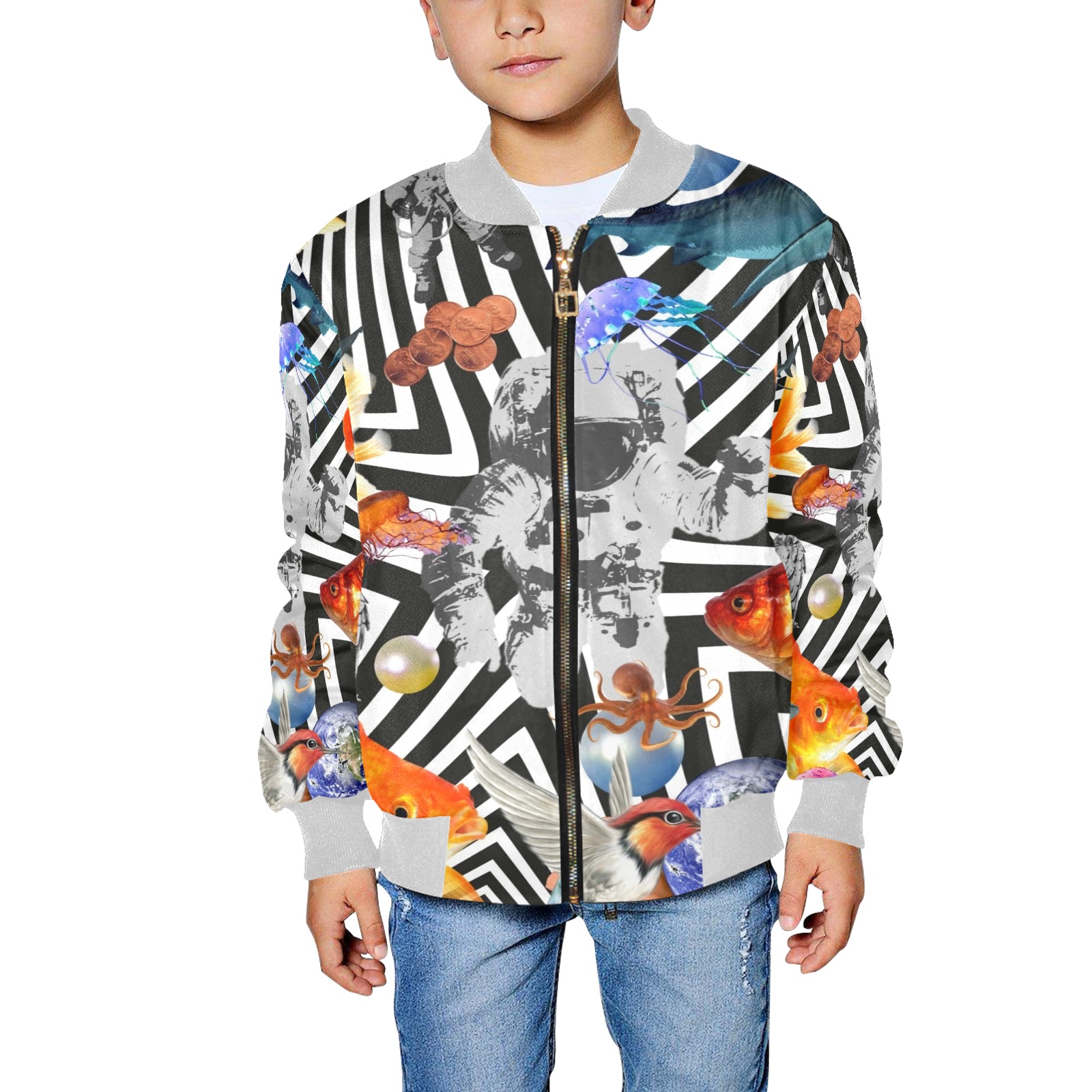 POINT OF ENTRY 2 Kids' All Over Print Bomber Jacket (Model H40)
