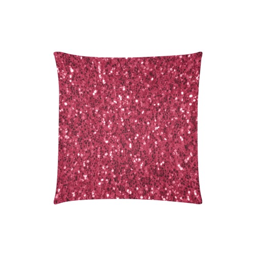 Magenta dark pink red faux sparkles glitter Custom Zippered Pillow Cases 18"x18" (Two Sides)