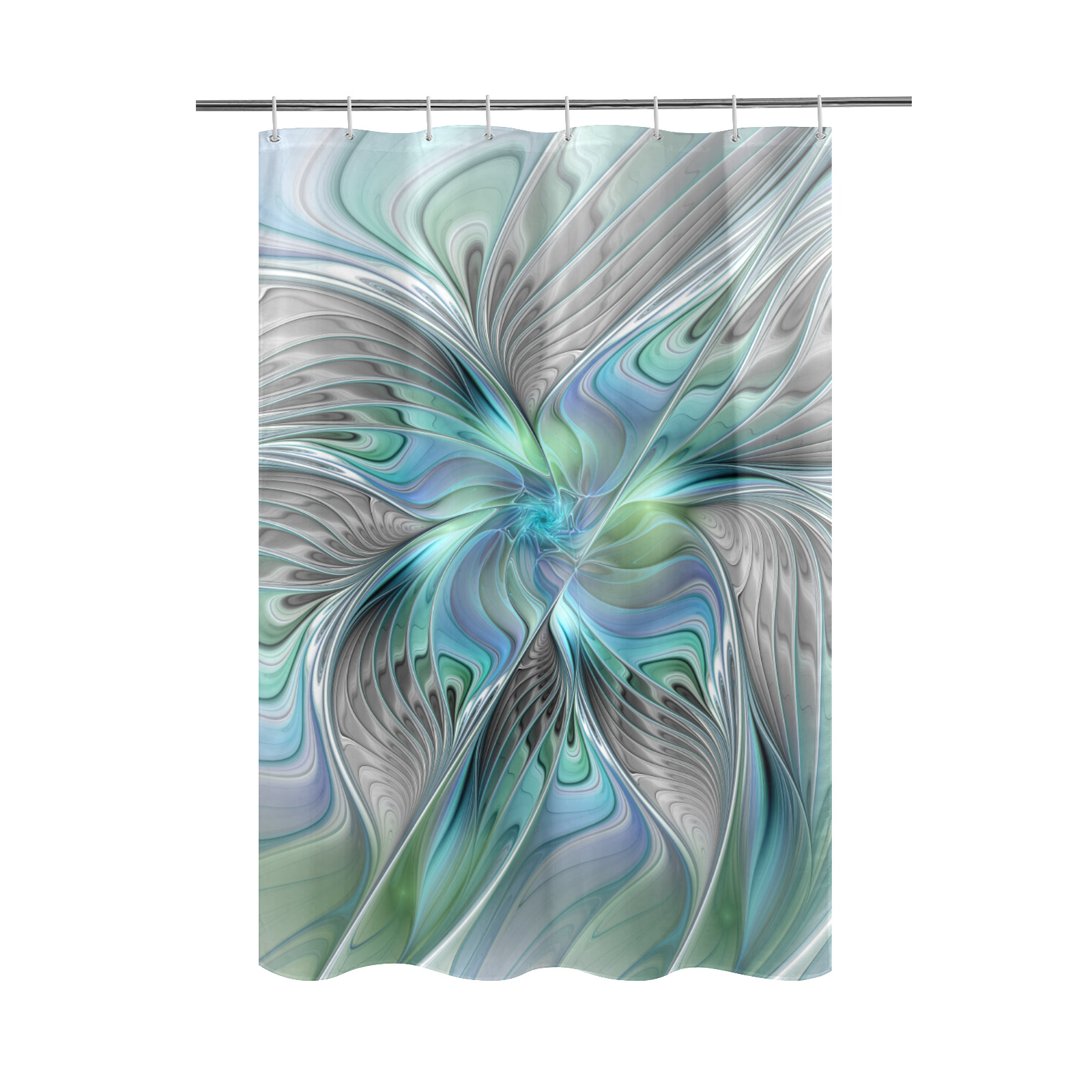 Abstract Blue Green Butterfly Fantasy Fractal Art Shower Curtain 48"x72"