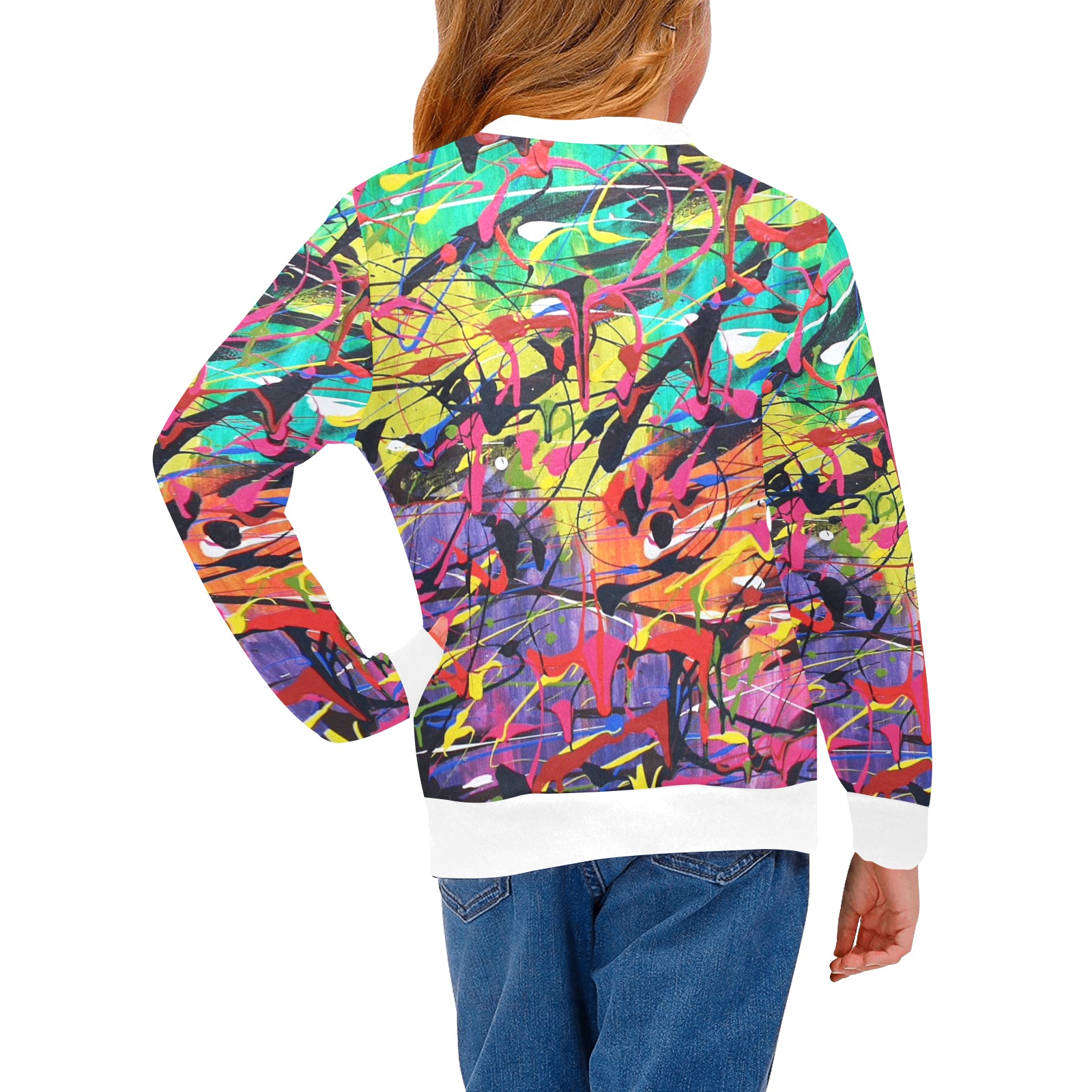 Chaos Girls' All Over Print Crew Neck Sweater (Model H49)