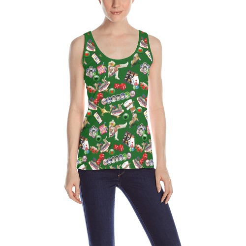 Las Vegas Icons Gamblers Delight / Green All Over Print Tank Top for Women (Model T43)