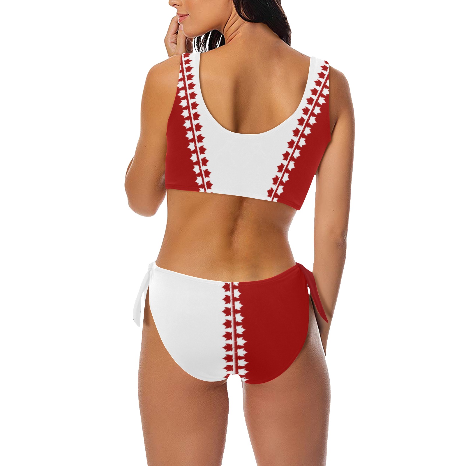 Classic 2 Piece Canada Swimwear Bow Tie Front Bikini Swimsuit (Model S38)