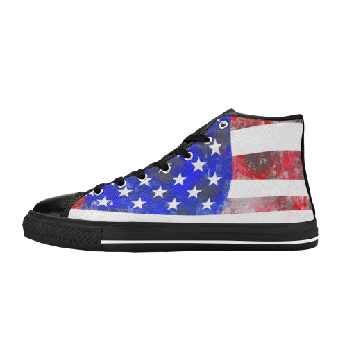 Extreme Grunge American Flag of the USA Women's Classic High Top Canvas Shoes (Model 017)