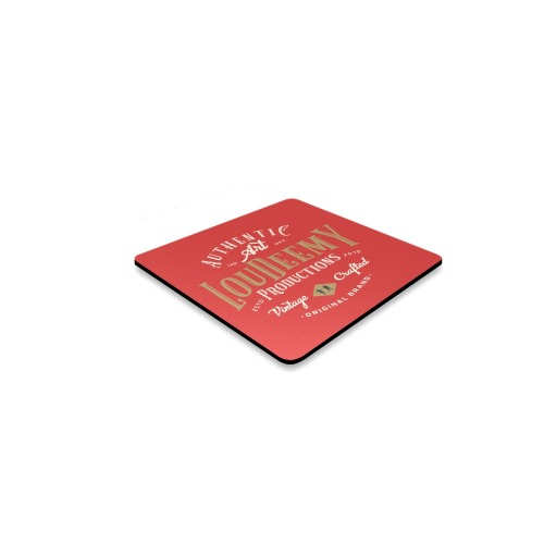 Vintage LouDeemY Badge Red Square Coaster